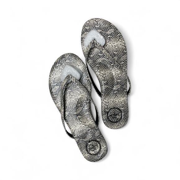 Solei Sea Python Grey Strappy Flat Flip Flop Sandal size 8 - Picture 1 of 8